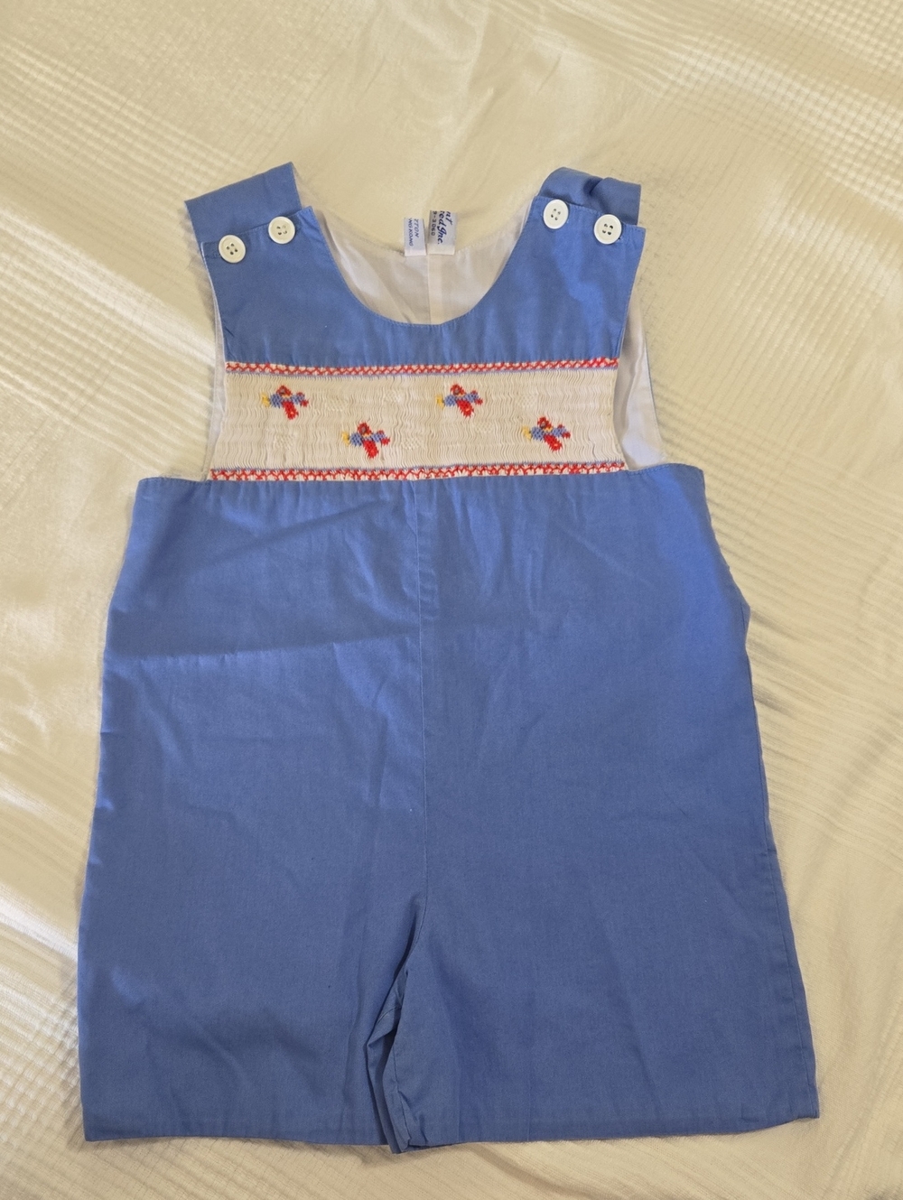 Orient Expressed Blue Airplanes Smocked Boys' Shortalls